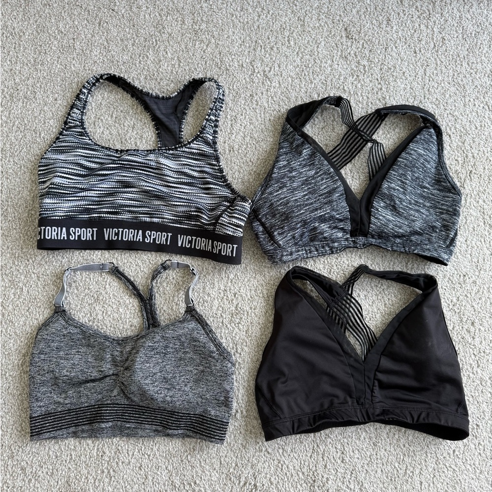 Women's Black and Gray Sports Bra Set